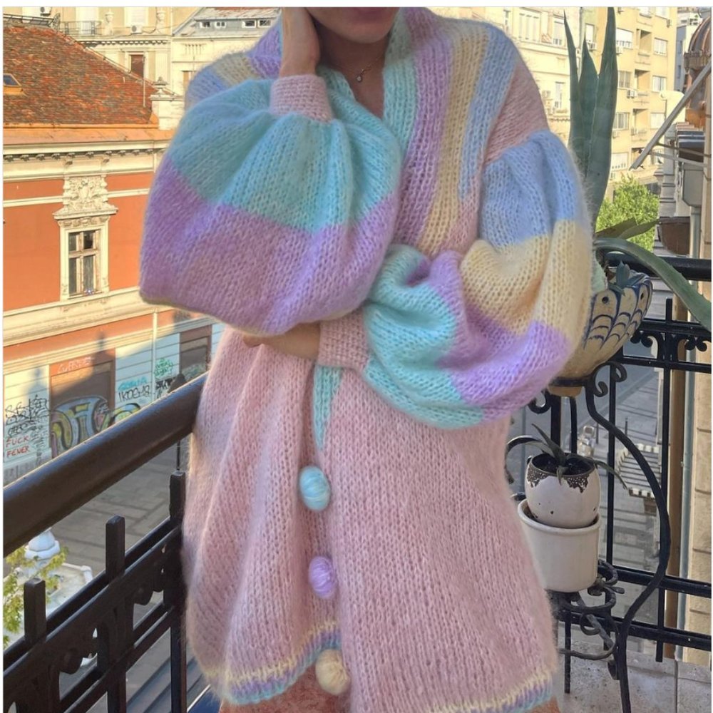 Maridruna Maya Mohair Rainbow Cardigan Sweater